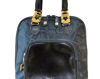 Vintage MOSCHINO Black Giraffe Nylon and Patent Enamel Combo