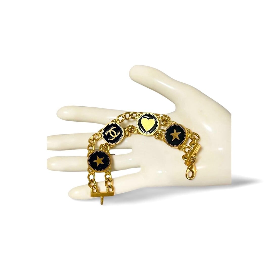 Vintage CHANEL Coin Motif Chain Bracelet | Double-layer Chain | Stars ...