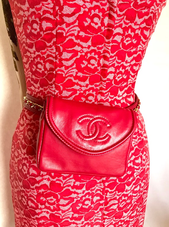 Vintage CHANEL Red Fanny Pack Leather Belt Bag With -  Israel