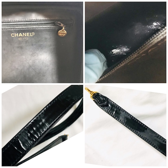 Vintage CHANEL patent enamel vanity bag, lunchbox… - image 9