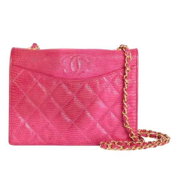 Chanel Vintage Mini Square Flap Lizard Shoulder Bag