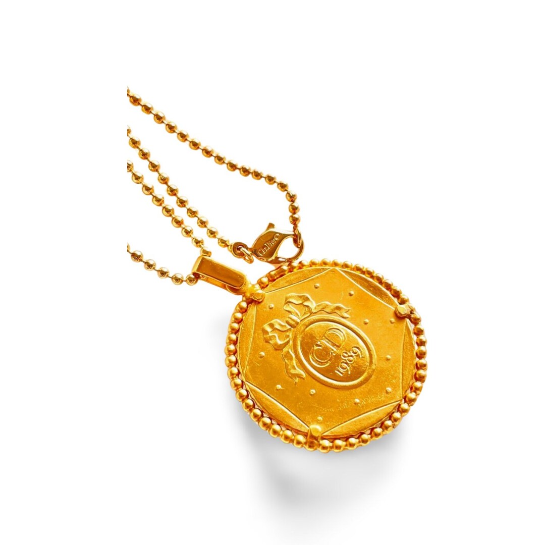 アクセサリー Vintage Christian Dior Circle Necklace Vintage Christian Dior Ball Chain Necklace With Round Shape