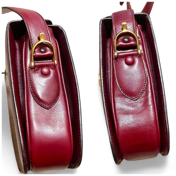 Vintage CELINE Wine Bordeaux Leather Shoulder Bag With