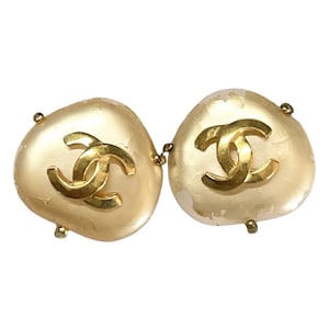 CHANEL, Jewelry, Chanel Cc Ear Cuff Jewel Earring Earrings Metal With  Crystal And Faux Pearl Gold