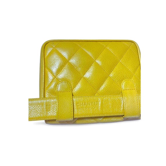 Vintage CHANEL 2.55 Yellow Caviar Fanny Pack, Waist Bag, Belt Bag