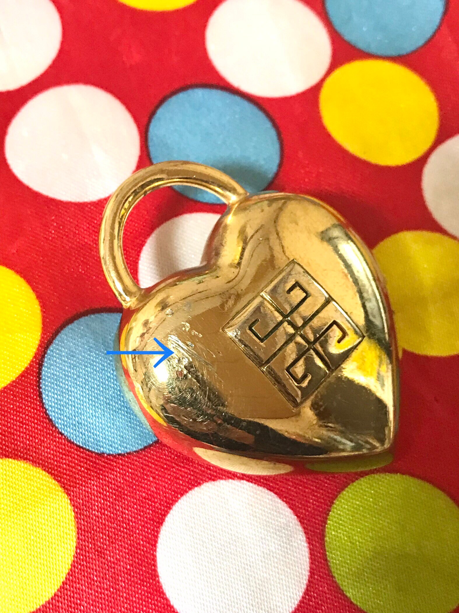 Vintage Givenchy Heart Brooch With Logo Mark. Padlock Heart Shape