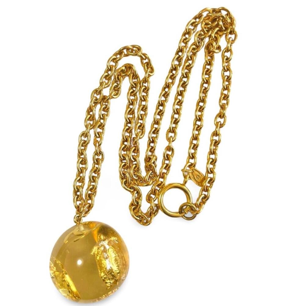 Vintage CHANEL 90s Long Chain Necklace With Resin Ball & Iconic