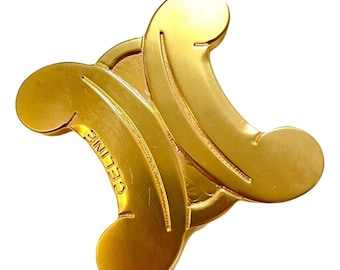 Vintage CELINE Extra Large Gold Tone Triomphe Brooch  display picture 1