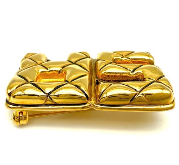 Vintage Sonia Rykiel Gold Logo Brooch, RYKIEL BIJOUX. Matelassé SR