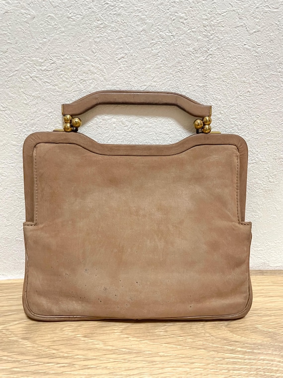 1970–1980s Vintage LANVIN Cocoa Brown Suede Leather Handbag With