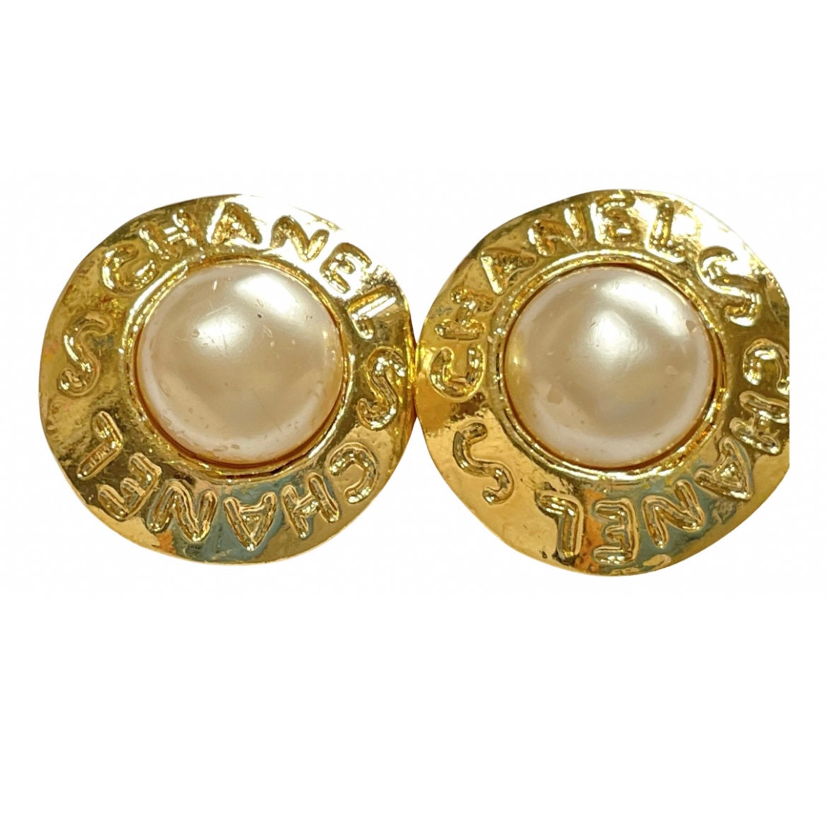 Buy Vintage CHANEL Golden Round Shape Faux Pearl Earrings With Online in  India 