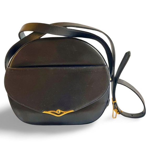 Vintage Cartier navy oval shape shoulder bag with… - image 1