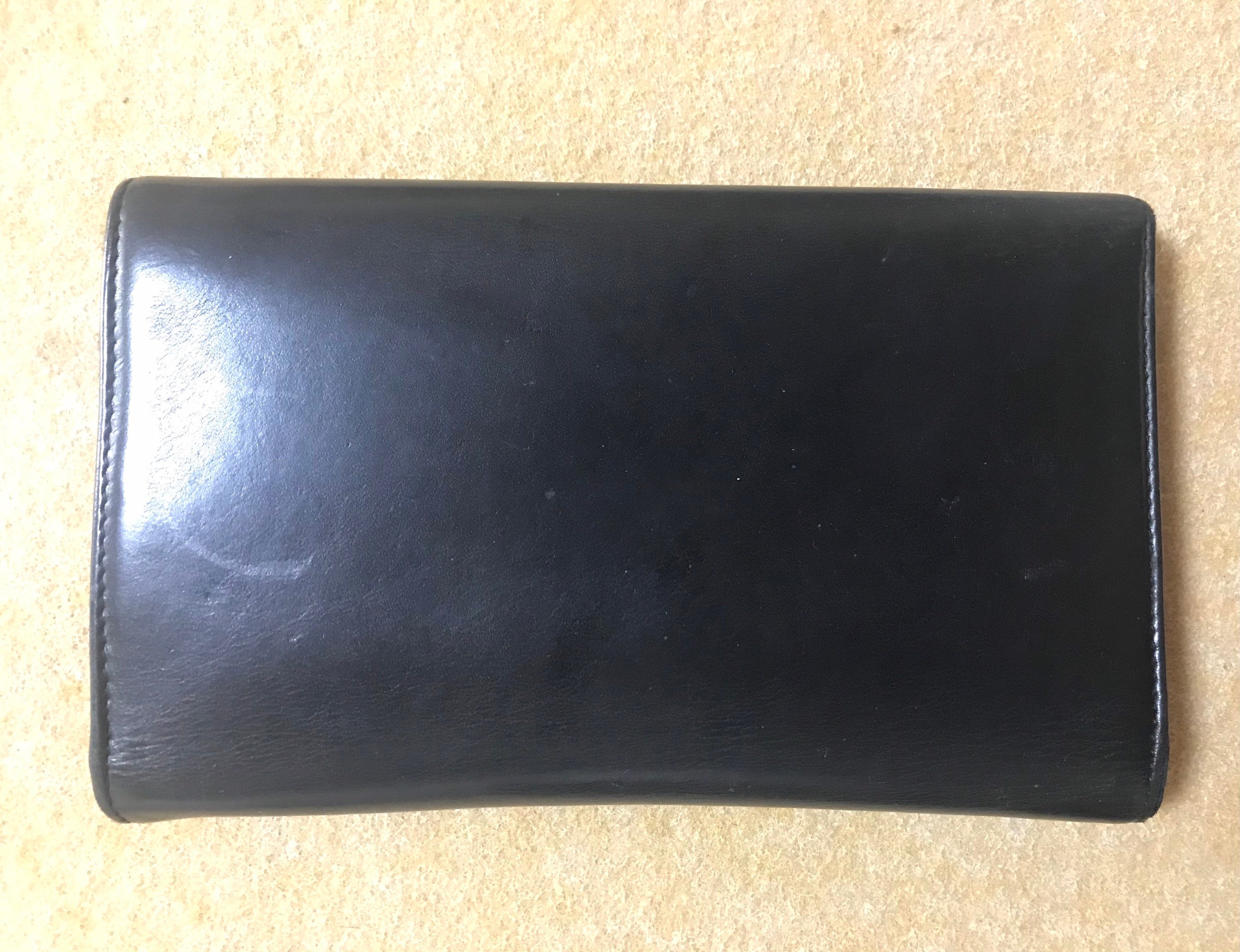 Vintage CHANEL Black Leather Wallet With Large CC Stitch