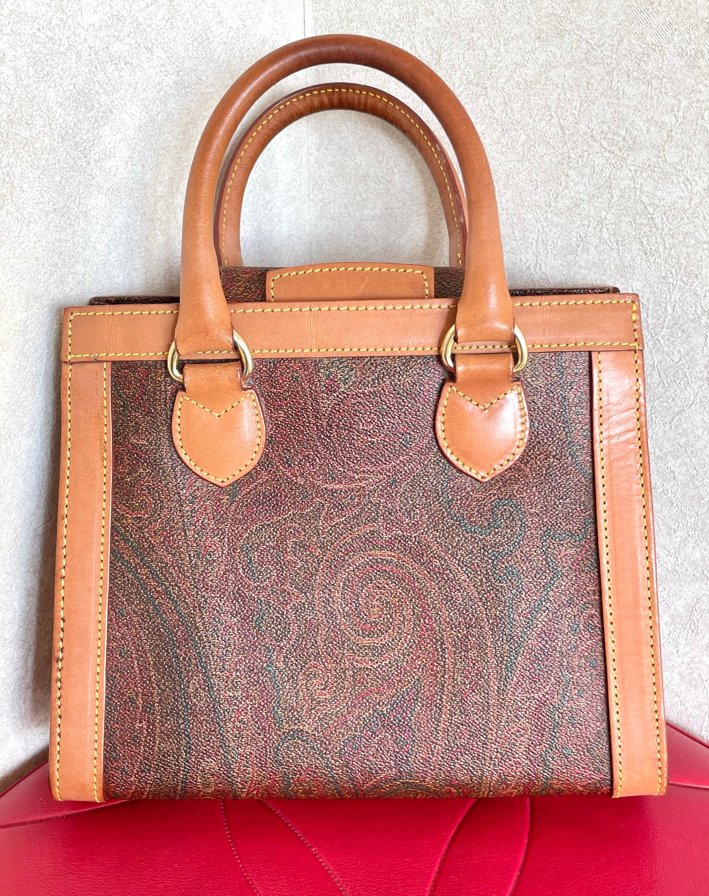 Vintage Etro Classic Wine Paisley Handbag, Mini Tote Bag. Perfect