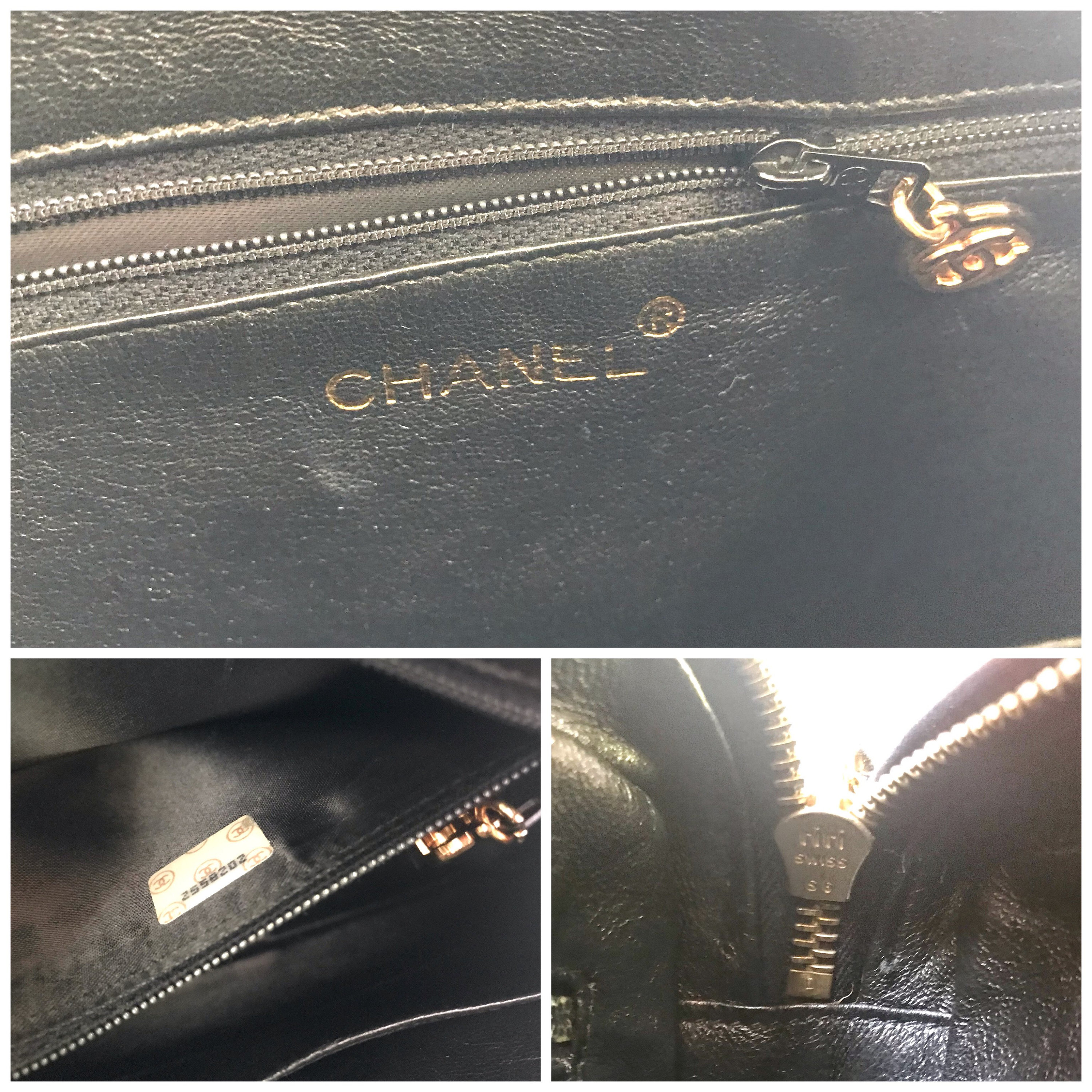 Vintage Chanel Black Lambskin Camera Bag Shoulder Bag With 