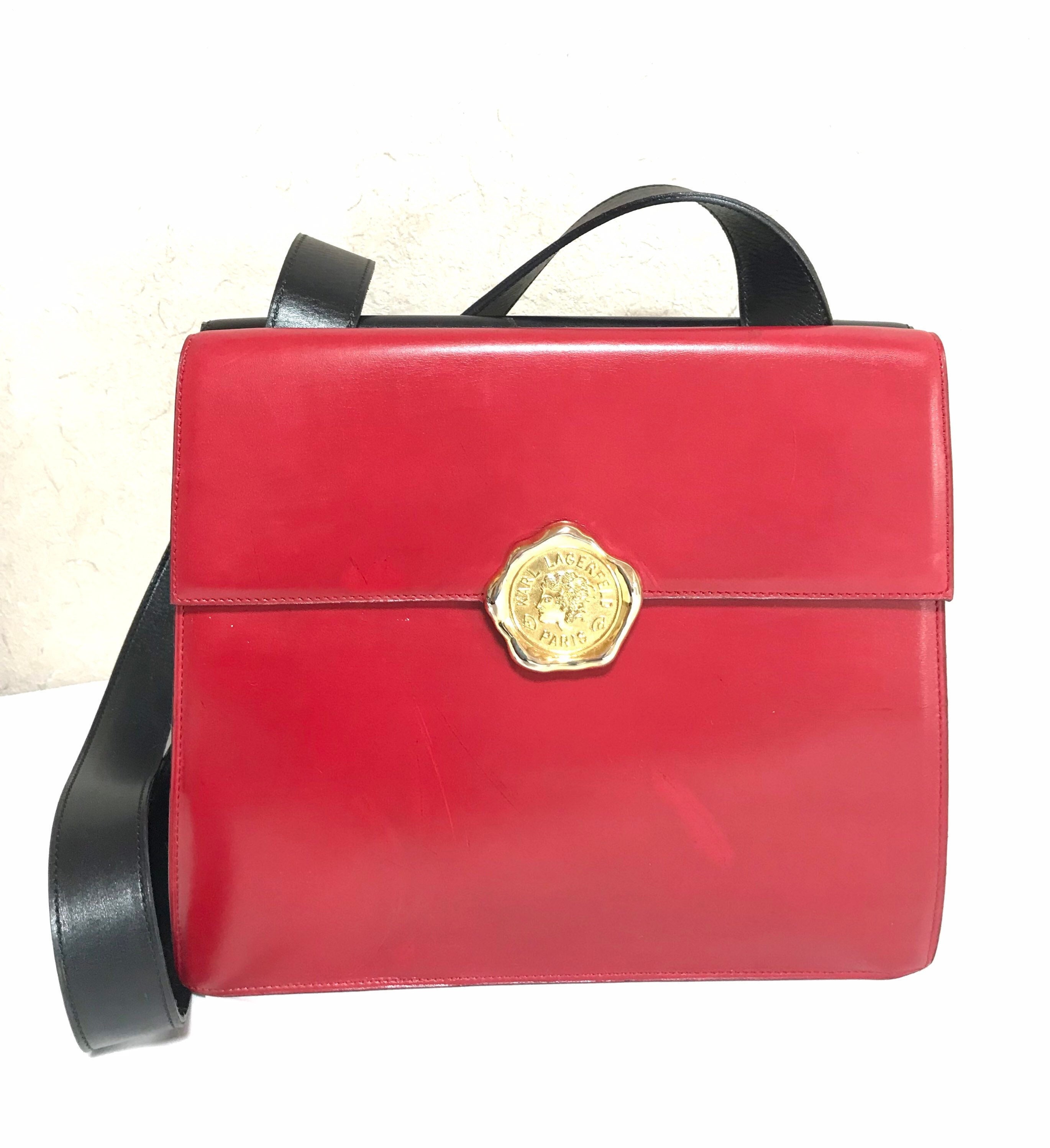 Karl Lagerfeld Brown/Khaki Monogram Women's Tote Bag W/Red Heart Coin Purse  NWT | eBay