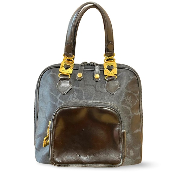 Vintage MOSCHINO Black Giraffe Nylon and Patent Enamel Combo