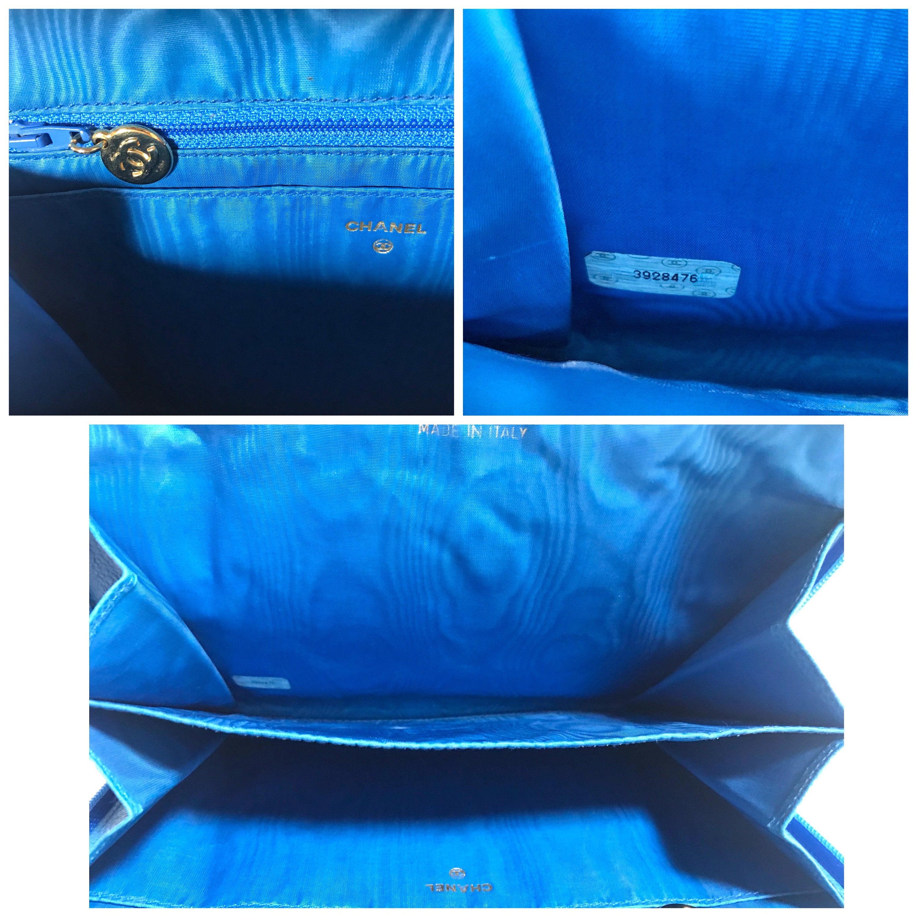 Vintage CHANEL Blue Caviar Clutch Bag iPhone Case Large 