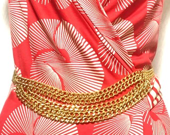 Vintage CHANEL multiple layer golden chain belt. Gorgeous Chanel piece back in the era. 26.4”, 67cm Can be necklace too. 0405301