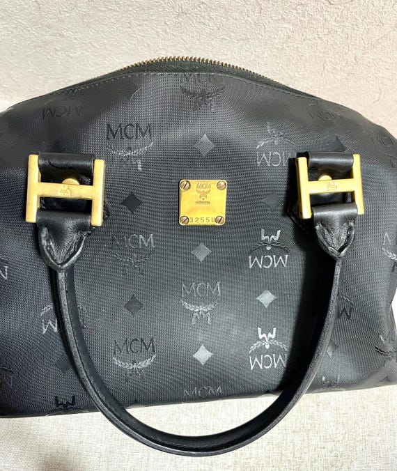 1990s Vintage MCM Black Monogram Speedy Bag | Mini Duffle Handbag