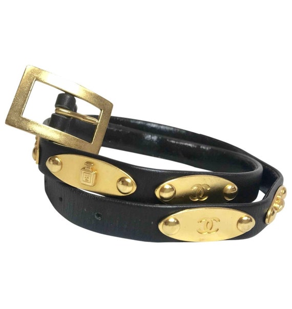 Vintage CHANEL Black Belt With Golden Buckle and Iconic Logo -  Canada