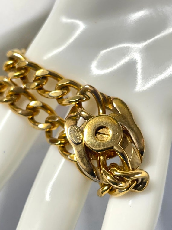 Vintage Chanel chain bracelet with turn lock CC a… - image 6