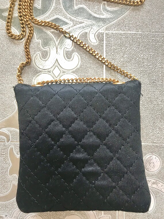 Vintage Chanel Black Quilted Satin Fabric Mini Pouch Coin -  Finland