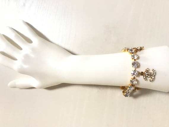 Vintage Chanel Bracelet With Crystal and CC Charms. Must Have