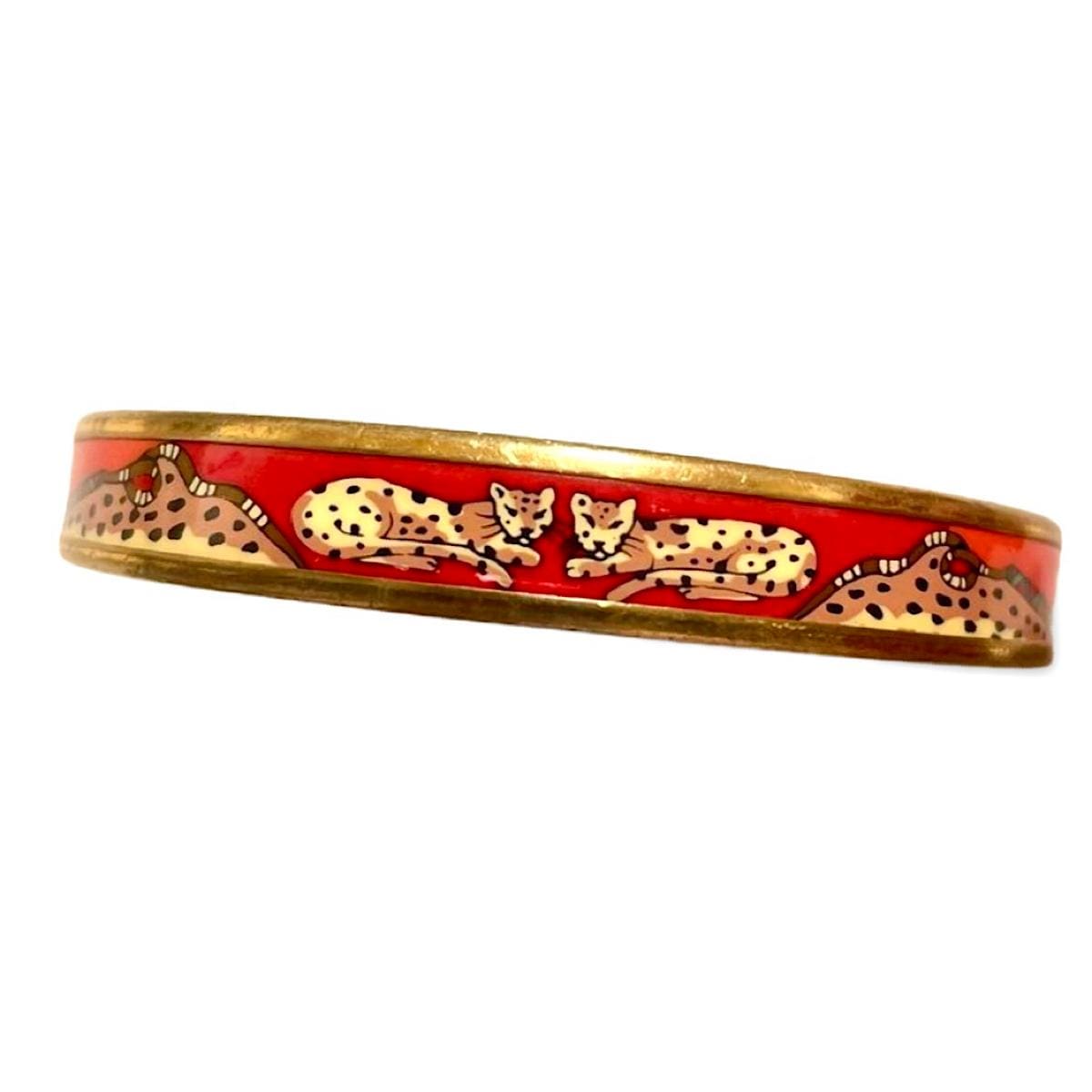 Vintage Hermes Gold and Red and Orange Cloisonne Enamel