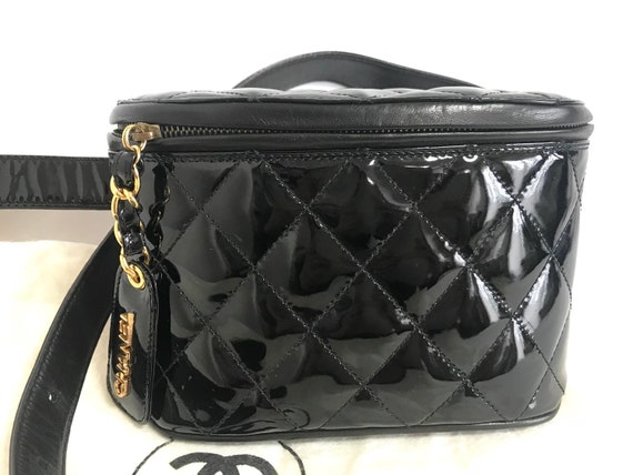 chanel black patent leather purse crossbody