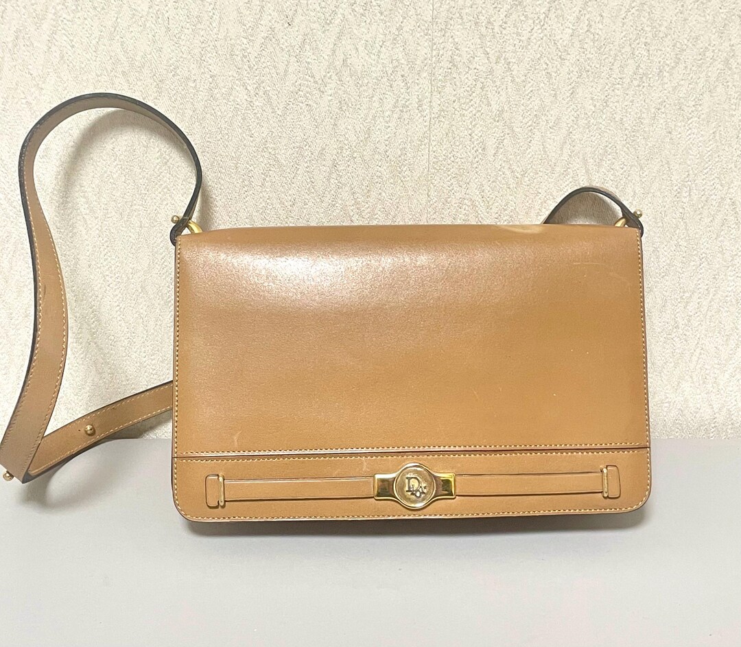 vintage DIOR ハンドバッグ　キャメル　ゴールド金具　90s 1990s Vintage Christian Dior Tan Brown Leather Shoulder/clutch Bag