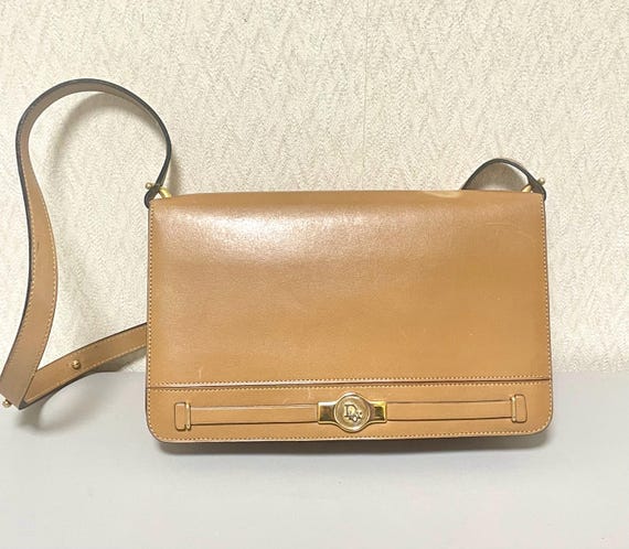 1990s Vintage Christian Dior Tan Brown Leather Shoulder/clutch Bag