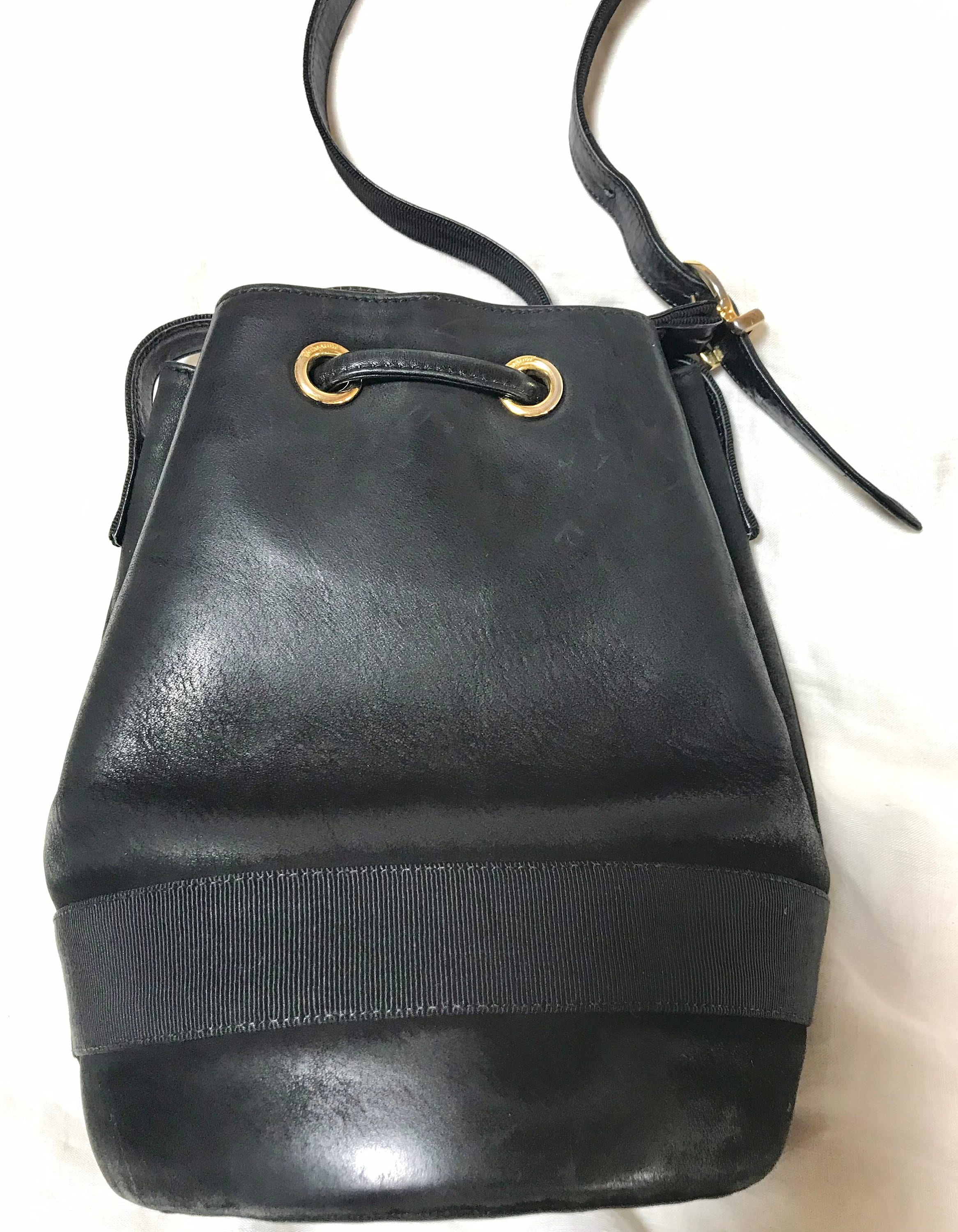 Vintage Salvatore Ferragamo Black Leather Hobo Style