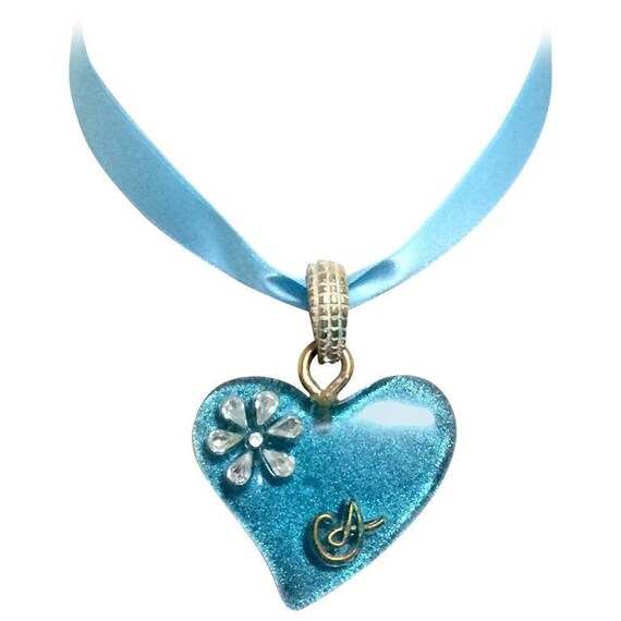Vintage Christian Lacroix blue ribbon choker neckl