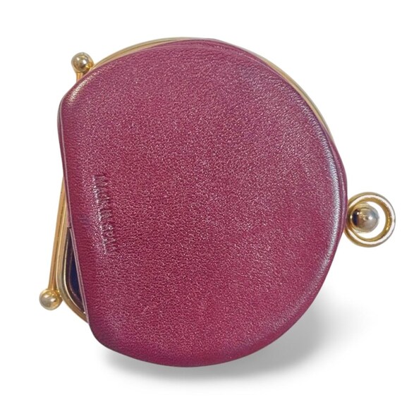 Vintage Christian Dior Wine Brown Leather Coin Case Round Shape