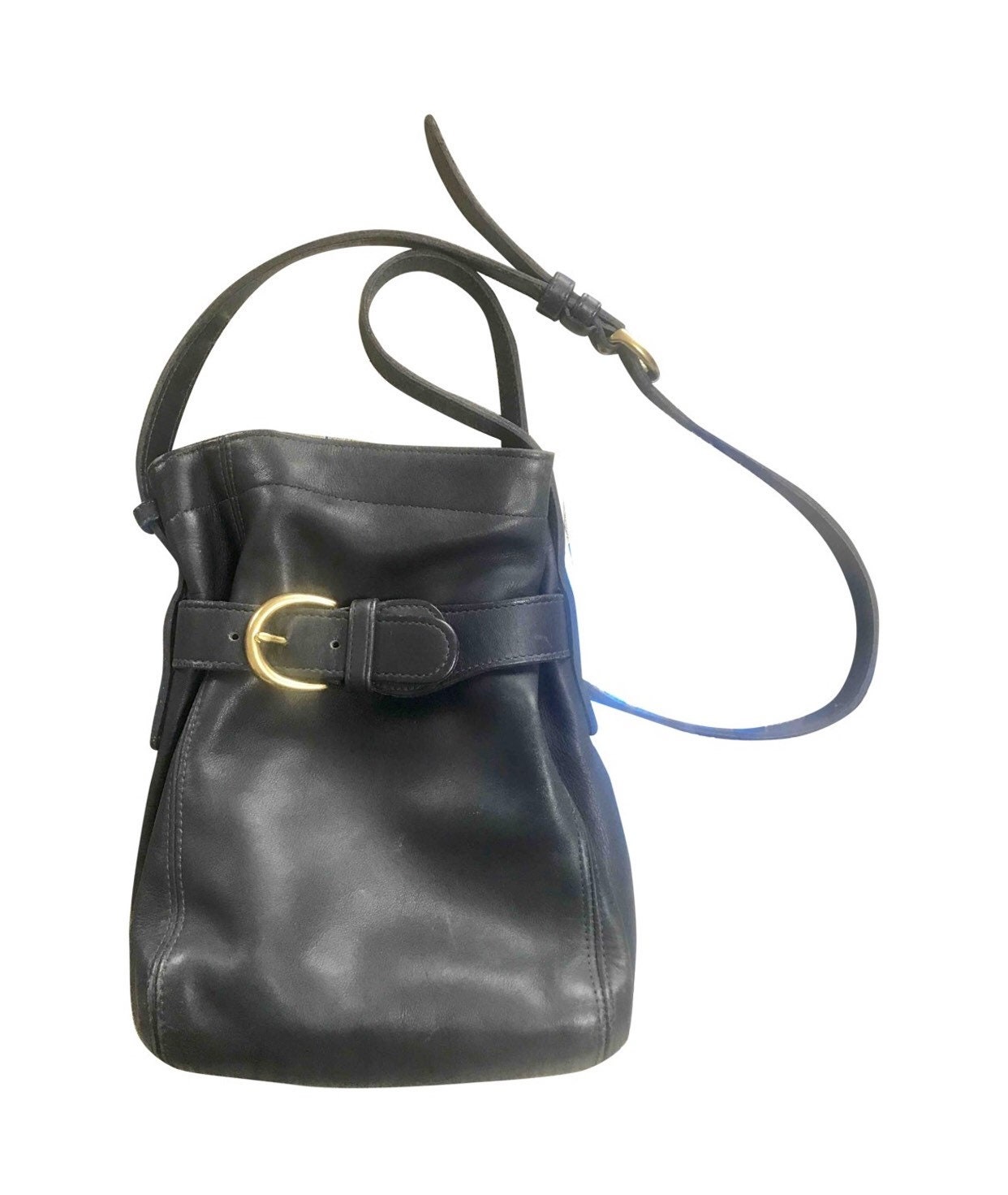 Coach Vintage Navy Blue Canvas & Leather Hobo Bag w Tag Serial #D0993-F13741