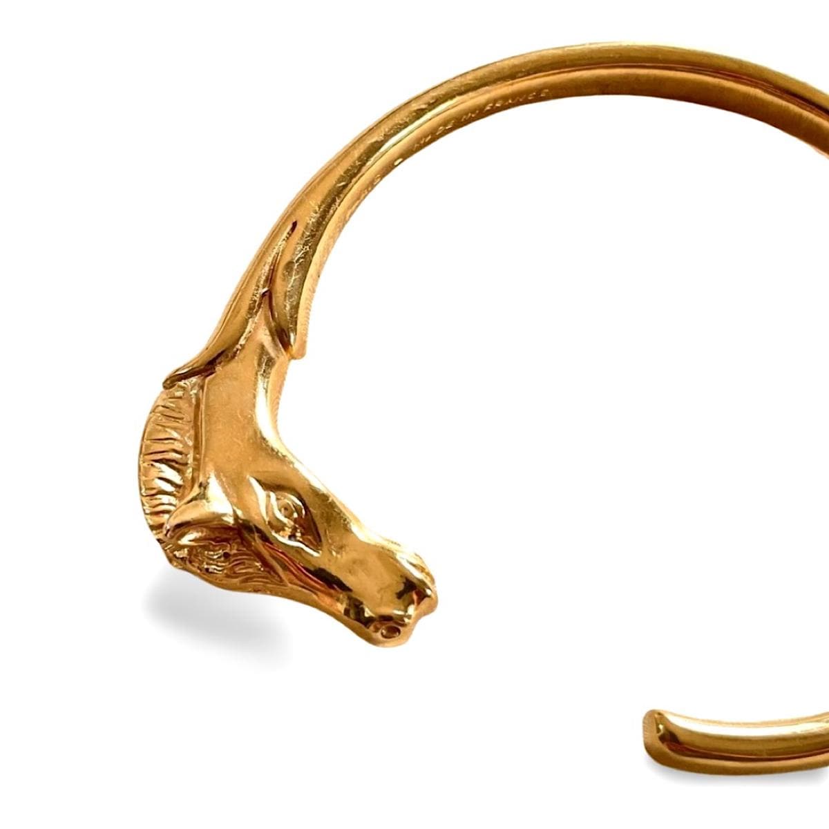 Vintage Hermes Golden Horse Head Design Bangle, Bracelet. Classic