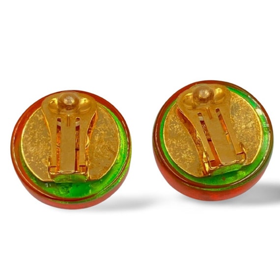 Vintage CHANEL Orange Aurora Earrings. Iconic Charm Inclusions