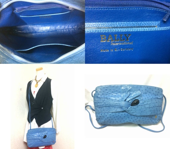 1980s. Vintage BALLY genuine blue ostrich leather… - image 5