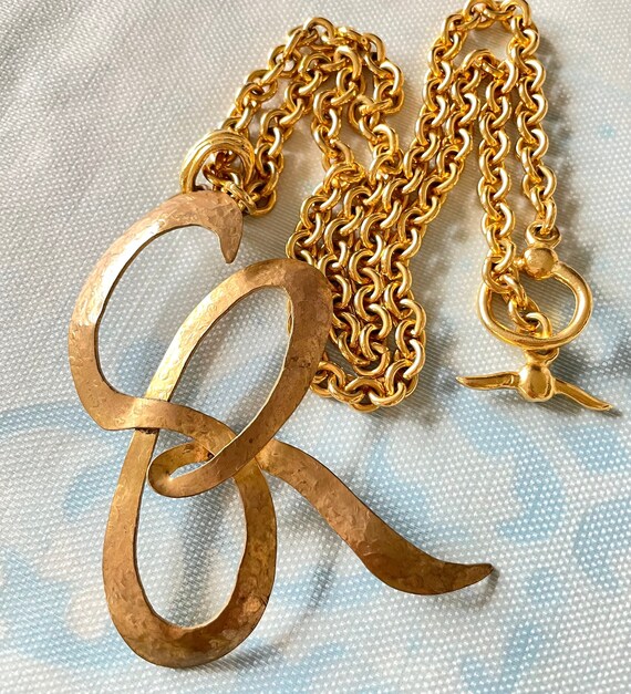 アクセサリー VINTAGE SONIA RYKIEL GOLD CHAIN NECKLASS Vintage Sonia Rykiel Golden Chain Necklace With Large Logo