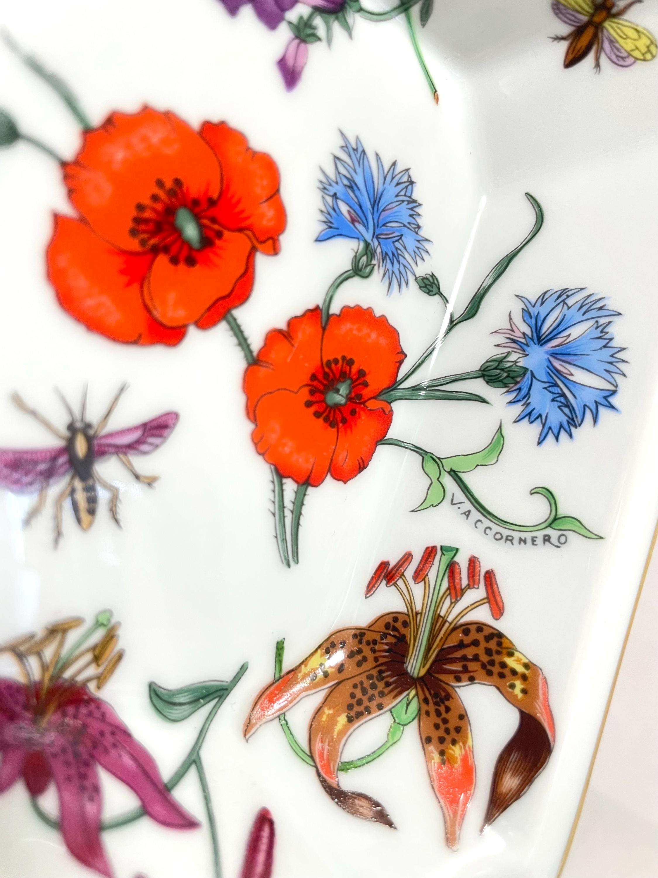 1980's Vintage Gucci Ceramic Flower and Insects Ashtray, Middle