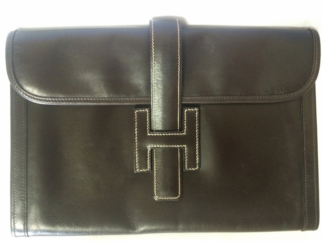 90's Vintage HERMES Jige Document Case Dark Brown - Etsy