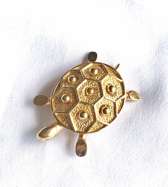 Vintage Christian Dior Golden Turtle Brooch — 1990s Dior Pin