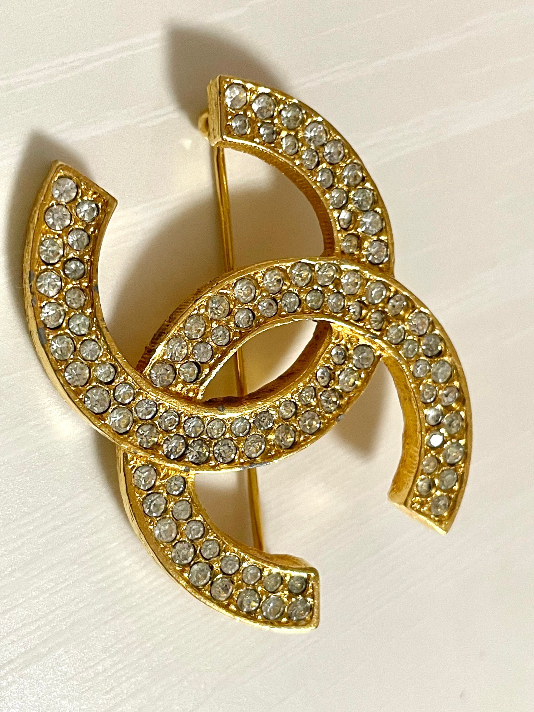 Buy W2 Vintage Chanel CC Brooch With Crystals. Must Have Classic