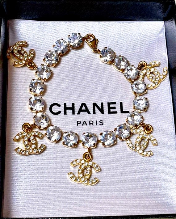 Vintage Chanel Bracelet With Crystal and CC Charms. Must Have