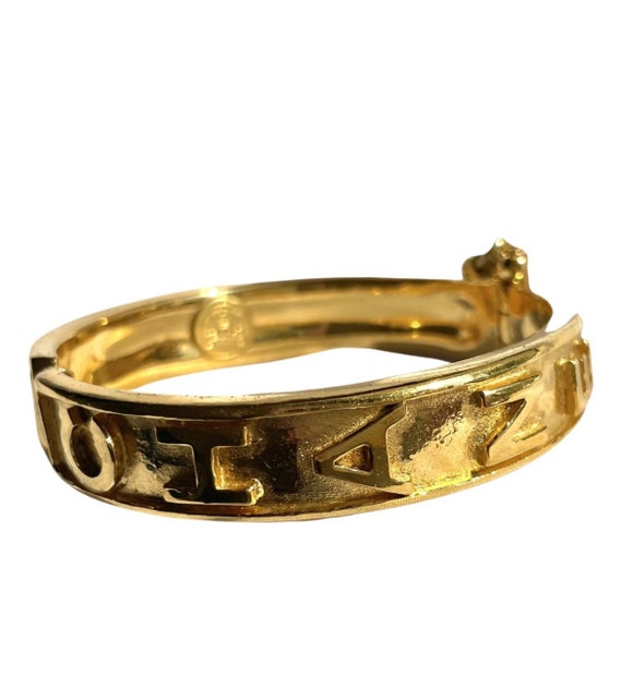 W5 Vintage Chanel golden bangle with logo marks a… - image 1