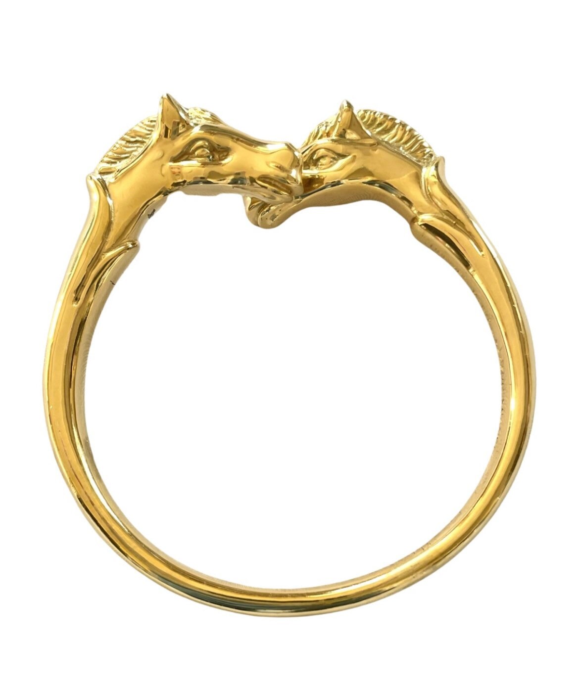 Vintage Hermes Golden Double Horse Head Design Bangle