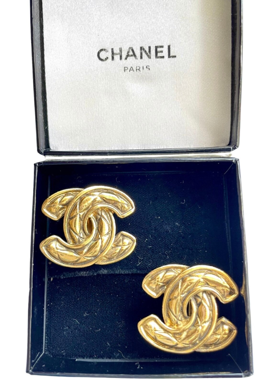 Vintage CHANEL Matelasse CC Mark Earrings. Beautiful and Rare