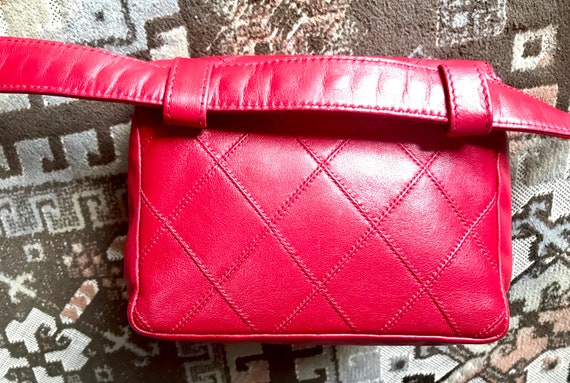 Vintage CHANEL Red Leather 2.55 Waist Purse Fanny Pack Hip 