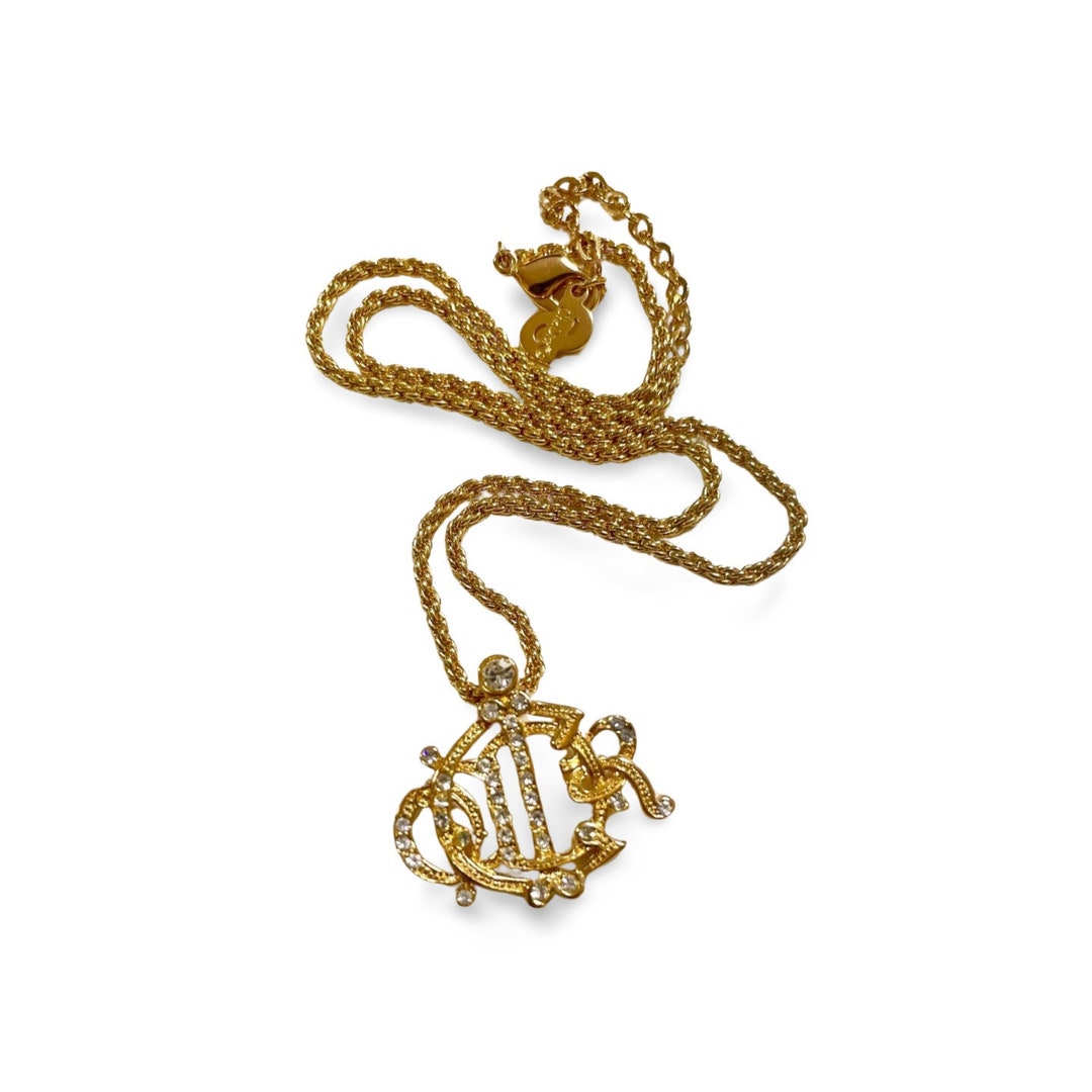 MINT. Vintage Christian Dior Gold Tone Detailed Design Logo